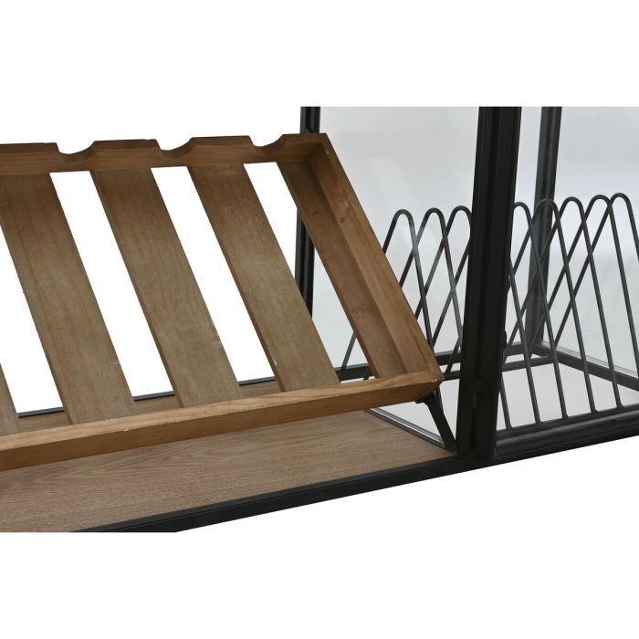 Range Bouteilles Home ESPRIT Noir Naturel Bois Métal Verre 102 x 32 x 60 cm 3