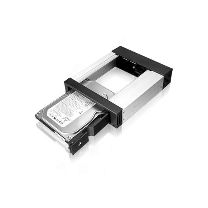 Wechselrahmen. 1xSATA/SAS 3.5" zu 1xSATA Host in 5.25" Einbauschacht. EasySwap trägerlos. Alu/ Plastik ICY BOX 4