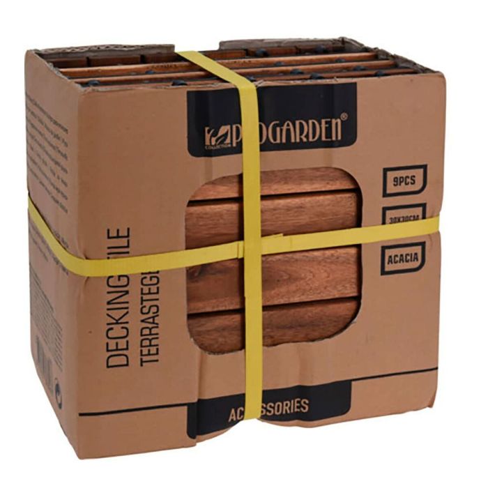 Carreau à emboîtement Progarden Marron Bois d'acacia 9 Pièces (30 x 30 cm) 1