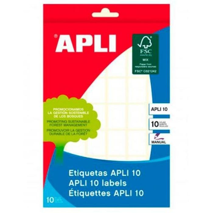 Étiquettes adhésives Apli Blanc Papier 10 Volets 16 x 22 mm (10 Unités) 1 Étiquettes adhésives Apli Blanc Papier 10 Volets 16 x 22 mm (10 Unités) 1