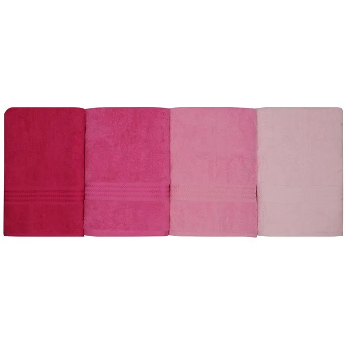 Ensemble de 4 serviettes de bain en coton 100% - 70 x 140 cm - Rose - Douces, absorbantes et durables Ensemble de 4 serviettes de bain en coton 100% - 70 x 140 cm - Rose - Douces, absorbantes et durables
