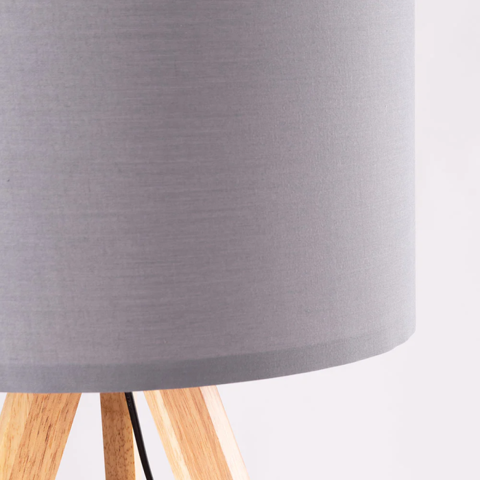 Lampe sur Pied Trépied Bois Abat-jour Cylindrique Style Naturel Nordique Rustique Douille E27 OPV-780SGN2424 18