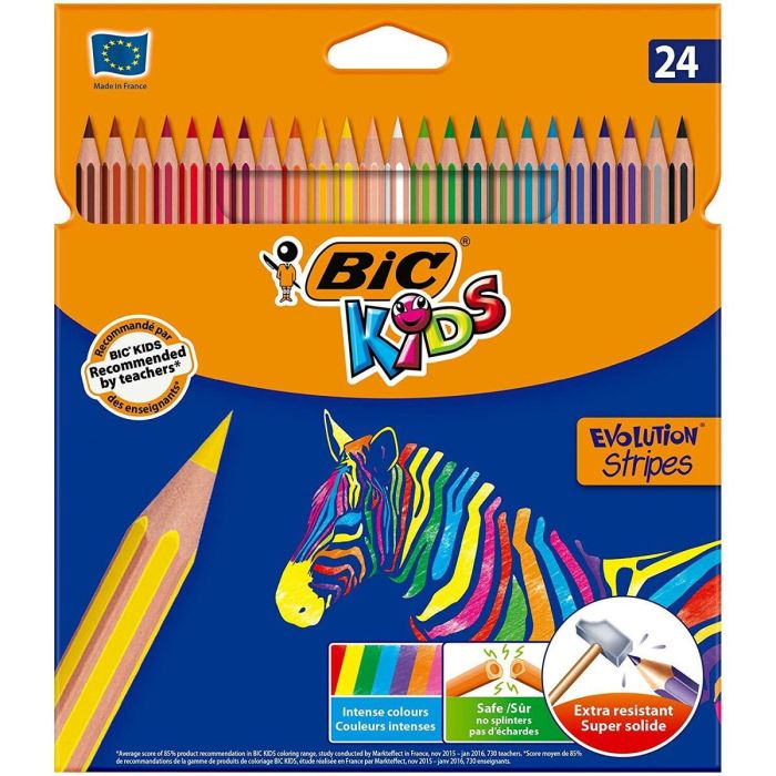 Crayons de couleur Bic KIDS EVOLUTION STRIPES Multicouleur 24 Pièces (20 Unités) 1