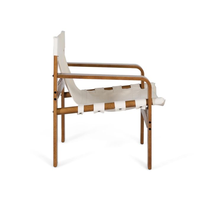 GINER Y COLOMER - Fauteuil contemporain en bois de caoutchouc avec tissu beige - Structure robuste et design naturel - Tissu résistant couleur avellana 2