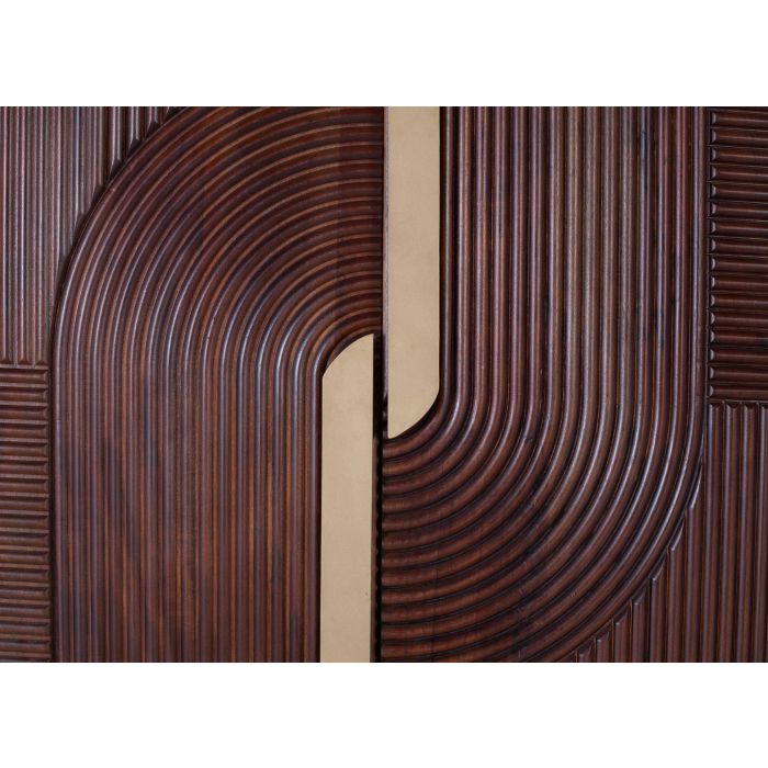 GINER Y COLOMER - Buffet bar en bois de manguier massif et métal, 2 portes, couleur cerise, 179 x 91 x 53 cm, design artisanal 3