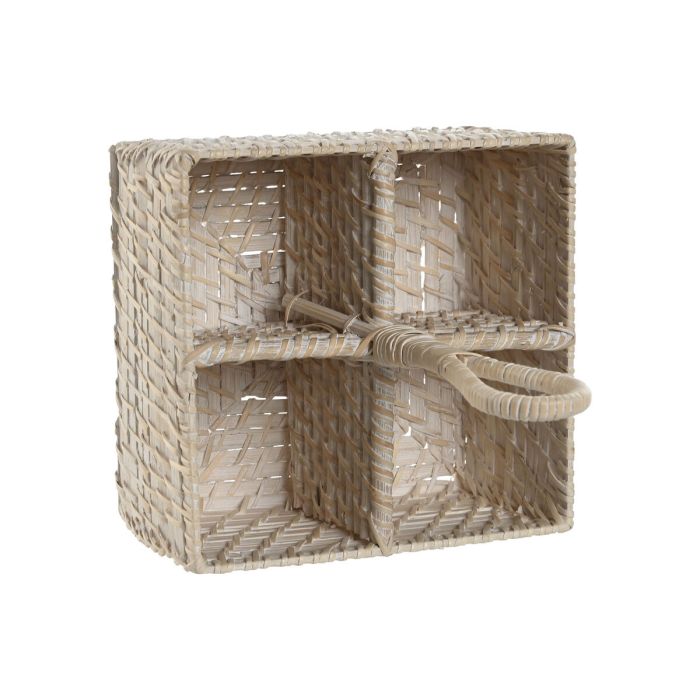 Panier à couverts Home ESPRIT Blanc Naturel Bambou 19 x 19 x 27 cm 1