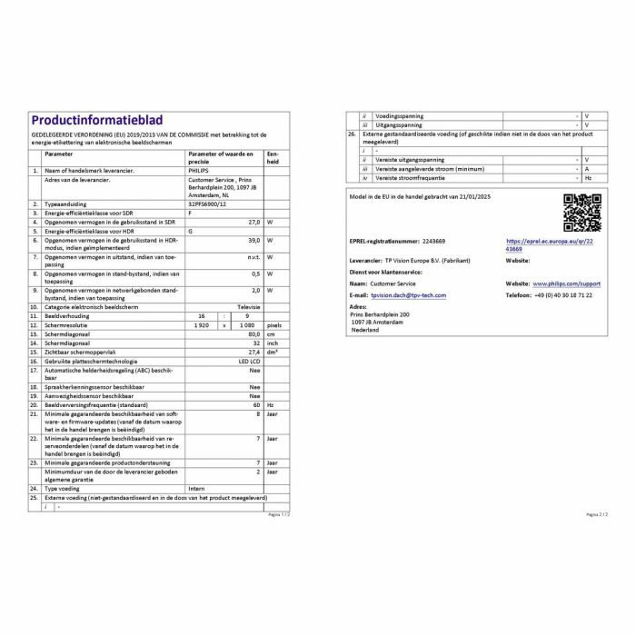 TV intelligente Philips 32PFS6900/12 Full HD 32" LED HDR 1