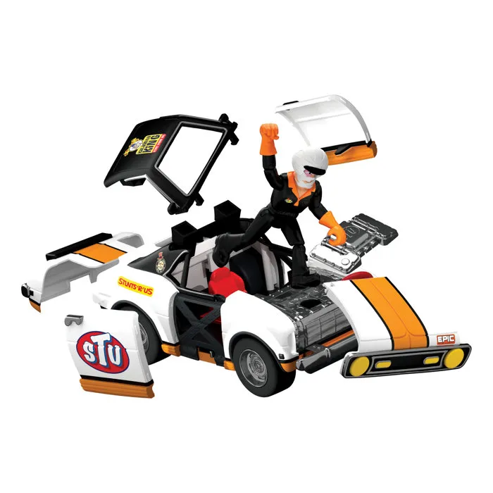 Bandai Stuntman Stu COSS8200 - Figurine cascadeur et voiture de course pour crashs et cascades amusantes Bandai Stuntman Stu COSS8200 - Figurine cascadeur et voiture de course pour crashs et cascades amusantes