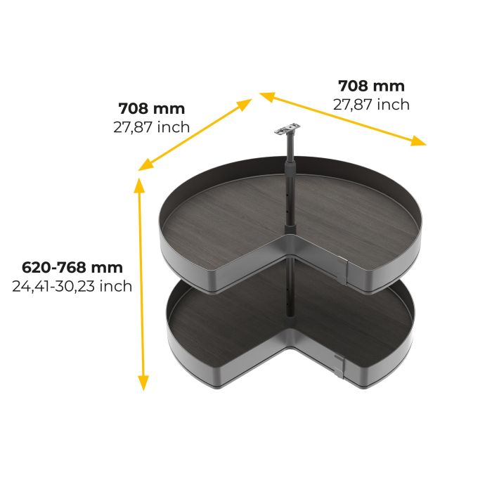 Emuca Jeux de plateaux tournants Harmony 3/4, Module largeur 800mm, Hauteur réglable, Acier et Bois, Gris anthracite 7 Emuca Jeux de plateaux tournants Harmony 3/4, Module largeur 800mm, Hauteur réglable, Acier et Bois, Gris anthracite 7