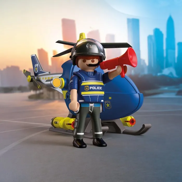 Playmobil 72080 Hélicoptère de Police - Jouet Figurine pour Enfants avec Missions et Aventures de Secours
