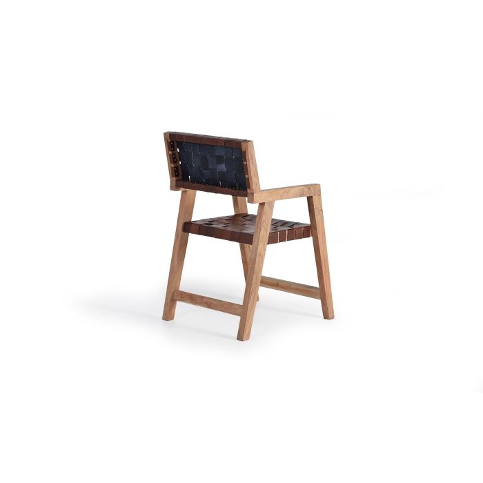 GINER Y COLOMER Chaise en Bois de Manguier et Cuir Naturel Marron - Siège 45x44 cm, Hauteur 47 cm, Dossier 45 cm 4 GINER Y COLOMER Chaise en Bois de Manguier et Cuir Naturel Marron - Siège 45x44 cm, Hauteur 47 cm, Dossier 45 cm 4
