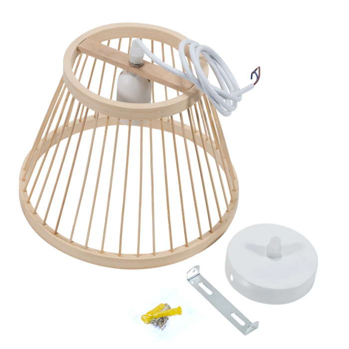 Lampe Suspendue Bielsko-Biala Rotin Style Naturel Boho-Chic Douille E27 SKD-P80101 5