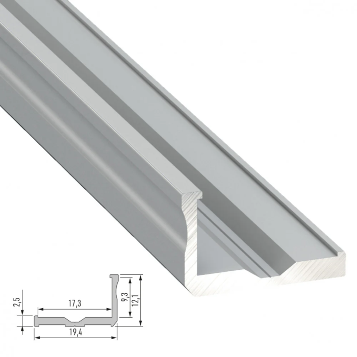 Profil Aluminium Type F 2,02M - Anodisé Argent 2 Profil Aluminium Type F 2,02M - Anodisé Argent 2