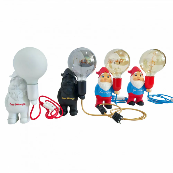 Gnome en céramique bleu/rouge avec ampoule LED G125 "Amore" AM-NN202 5