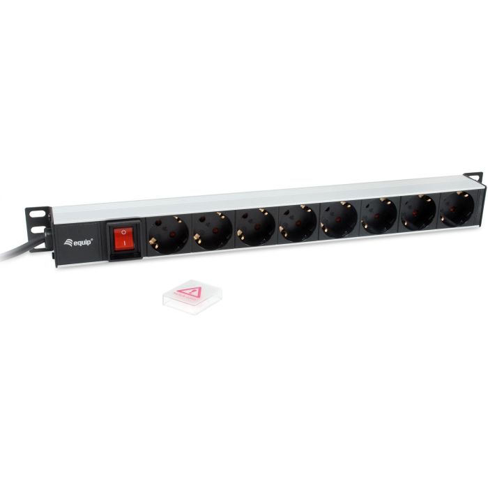 Equip Steckdosenleiste 19"(1HE)8fach Schukon. 3.0m Alu Sch 3