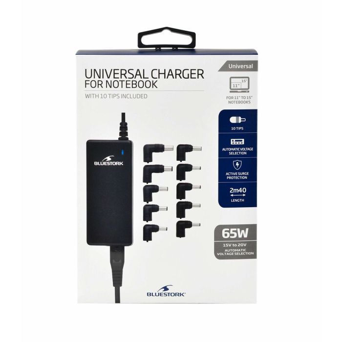 Chargeur d'ordinateur portable Bluestork BS-PW-NB-65/2 Universel 10 en 1 65 W 3 Chargeur d'ordinateur portable Bluestork BS-PW-NB-65/2 Universel 10 en 1 65 W 3