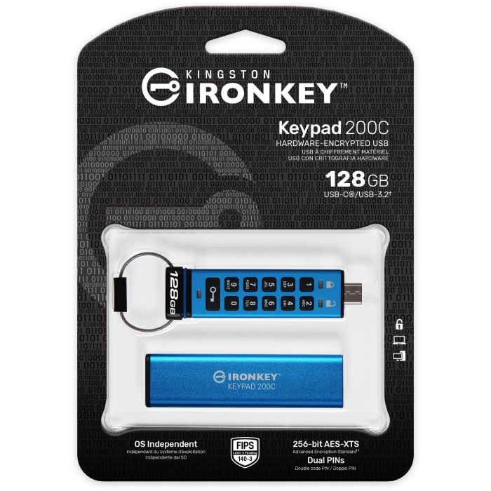 STICK 128GB Kingston IronKey Keypad 200C AES-256 USB-C retail 2