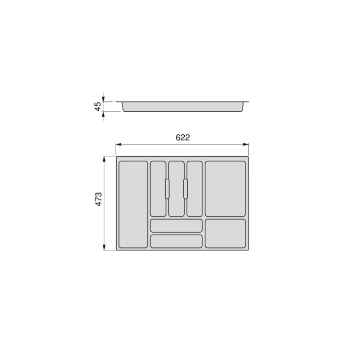 Emuca range-couverts Optima Vertex/Concept, profondeur 500mm, plateau 16mm, module 700mm, Plastique, Gris antracite 4 Emuca range-couverts Optima Vertex/Concept, profondeur 500mm, plateau 16mm, module 700mm, Plastique, Gris antracite 4