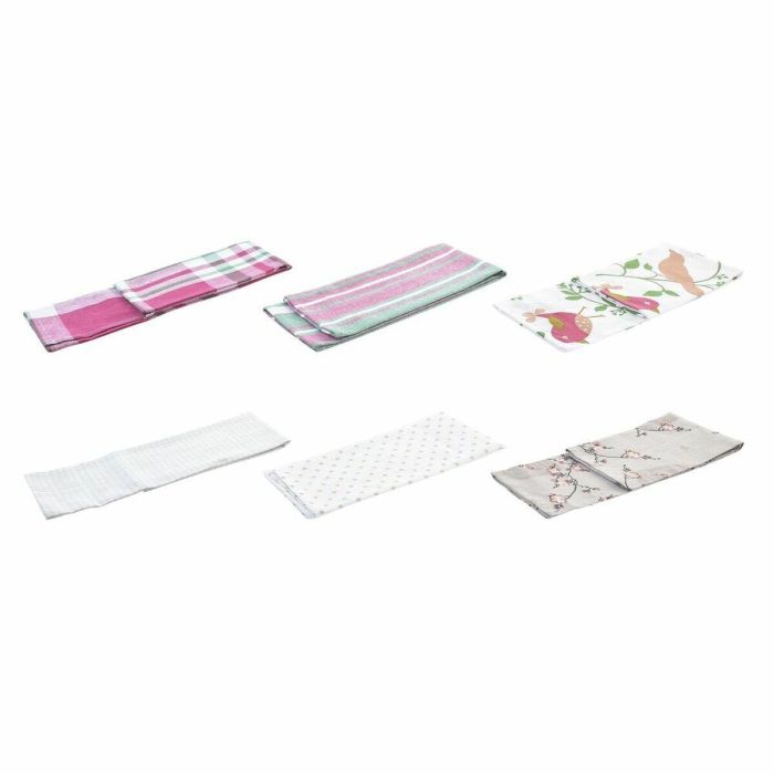 Ensemble de Chiffons DKD Home Decor Marron Rouge Vert Beige 60 x 0,5 x 40 cm Fleurs Oiseaux