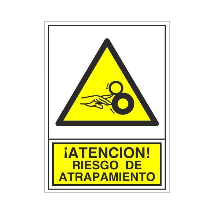 Señal 398 Adhesiva 148X105 ''R.Atrap.'' ­Peligro! Riesgo De Atrapamiento (Mano) Duver 1