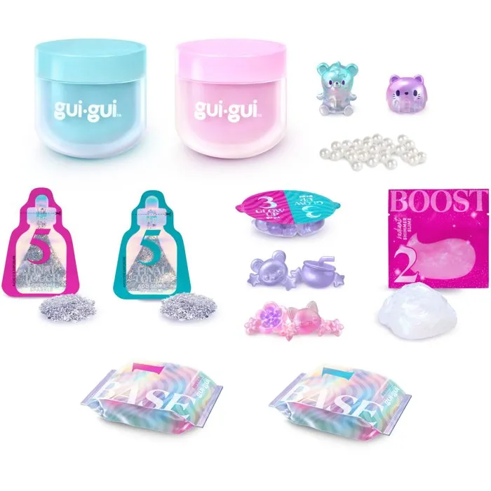 Moose Toys - Pack Deluxe Slime Gui-Gui, jeu créatif pour enfants dès 6 ans, coffret avec 2 slimes, paillettes, perles et figurines