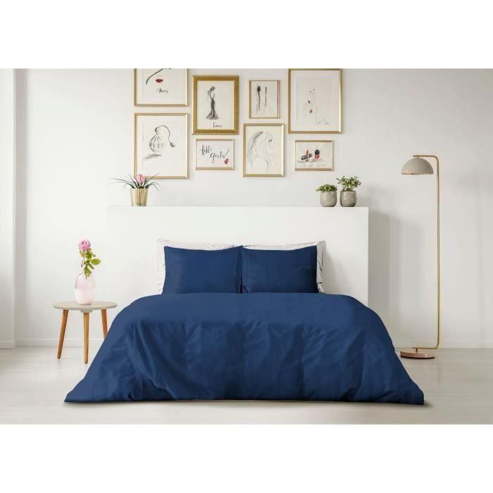 PARURE DE COUETTE LOVELY HOME - 220x240 cm - 100% COTON - BLEU 1 PARURE DE COUETTE LOVELY HOME - 220x240 cm - 100% COTON - BLEU 1