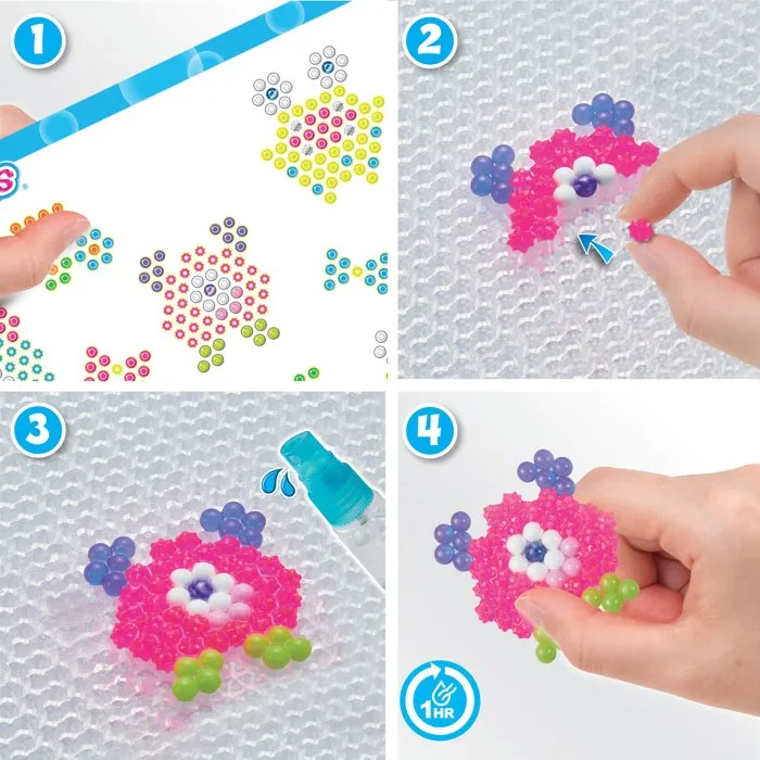 Aquabeads - Kit de Création Monstres Marrants - 700 Perles Dont Néons, Étoiles et Éclats - Avec Attaches Porte-Clés - À Partir de 4 Ans
