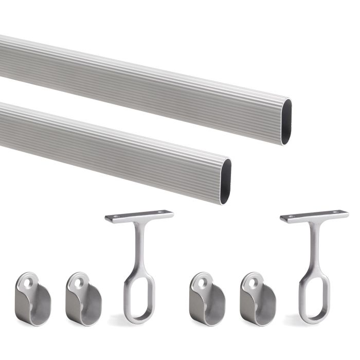 Emuca Lot de 2 rails d'armoire de 1,15 m avec supports, Aluminium et Zamak, Anodisé mat 0 Emuca Lot de 2 rails d'armoire de 1,15 m avec supports, Aluminium et Zamak, Anodisé mat 0