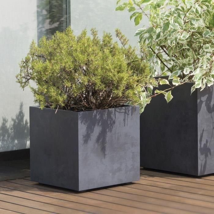 DEROMA Pot de fleurs Cube Millennium R - 39 x H39,1 cm - Anthracite - A réserve d'eau 3 DEROMA Pot de fleurs Cube Millennium R - 39 x H39,1 cm - Anthracite - A réserve d'eau 3