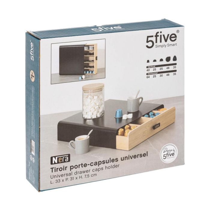 Organisateur de capsules de café 5five Simply Smart Noir Kitchen Noir Métal 33 x 31 x 7,5 cm 7