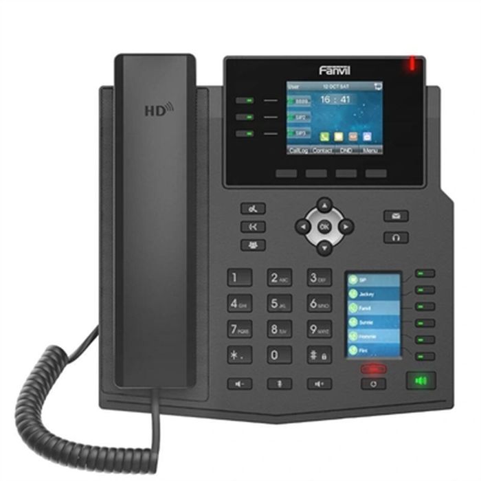 Fanvil X4U V2 Téléphone IP VoIP PoE Gigabit Ethernet LCD 7.11cm Écran Couleur Noir 12 Lignes