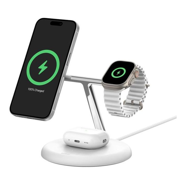 Belkin BoostCharge Pro 3-in-1-Ladestation mit Qi2, weiss 3