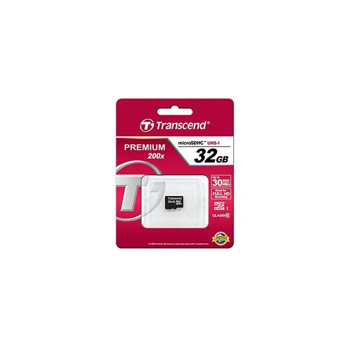 CARD 32GB Transcend Premium MicroSDHC 10MB/s +Adapter 1