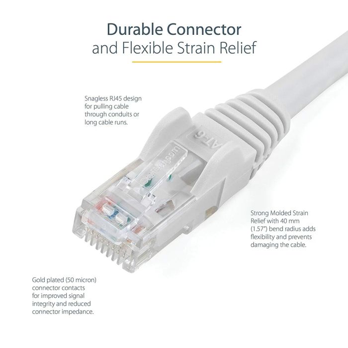 Câble Réseau Rigide UTP 6ème Catégorie Startech N6PATC7MWH Blanc 7 m 5 Câble Réseau Rigide UTP 6ème Catégorie Startech N6PATC7MWH Blanc 7 m 5