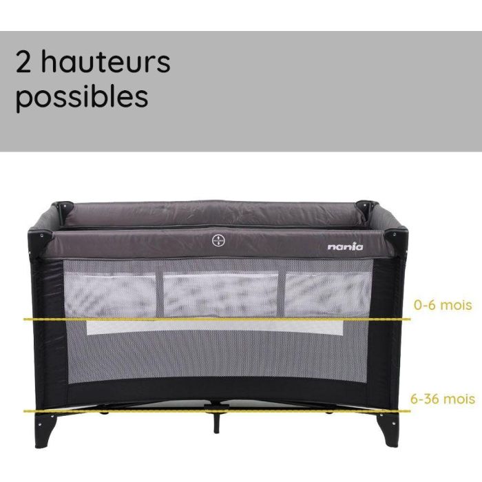 Lit parapluie bébé SODA version 2 niveaux - lit de voyage avec 2 hauteurs - facile a plier - 15kg max 5
