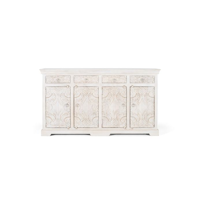 GINER Y COLOMER - Buffet en bois de manguier massif style ancien couleur blanc vieilli - 4 portes, 4 tiroirs - 180 x 100 x 40 cm 0 GINER Y COLOMER - Buffet en bois de manguier massif style ancien couleur blanc vieilli - 4 portes, 4 tiroirs - 180 x 100 x 40 cm 0
