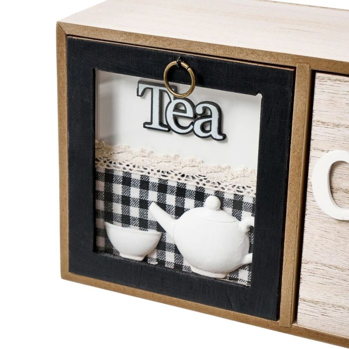 Boîte pour infusions Multicouleur Bois Tissu Fer Polyrésine Bois MDF 40 x 11 x 15 cm 4