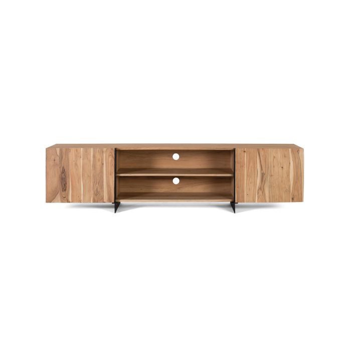 GINER Y COLOMER - Meuble TV en bois d'acacia et métal teinté naturel - 200 x 40 x 50 cm - Large espace de rangement pour équipements multimédias 0 GINER Y COLOMER - Meuble TV en bois d'acacia et métal teinté naturel - 200 x 40 x 50 cm - Large espace de rangement pour équipements multimédias 0