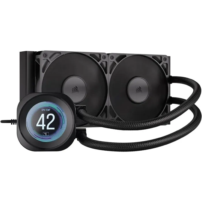 Corsair Nautilus RS LCD 240 mm - Watercooling processeur avec écran IPS, ventilateurs RS120 PWM, compatibilité Intel et AMD (Socket LGA 1851, AM5) Corsair Nautilus RS LCD 240 mm - Watercooling processeur avec écran IPS, ventilateurs RS120 PWM, compatibilité Intel et AMD (Socket LGA 1851, AM5)