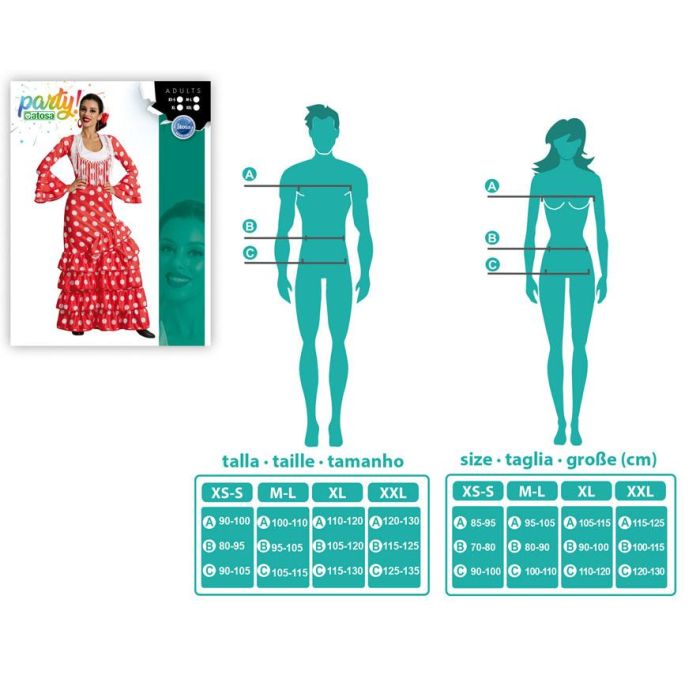 Déguisement Flamenco Rouge à Franges pour Femme Adulte Taille XS-S, Robe Espagnole - Thème Pays du Monde - 2021