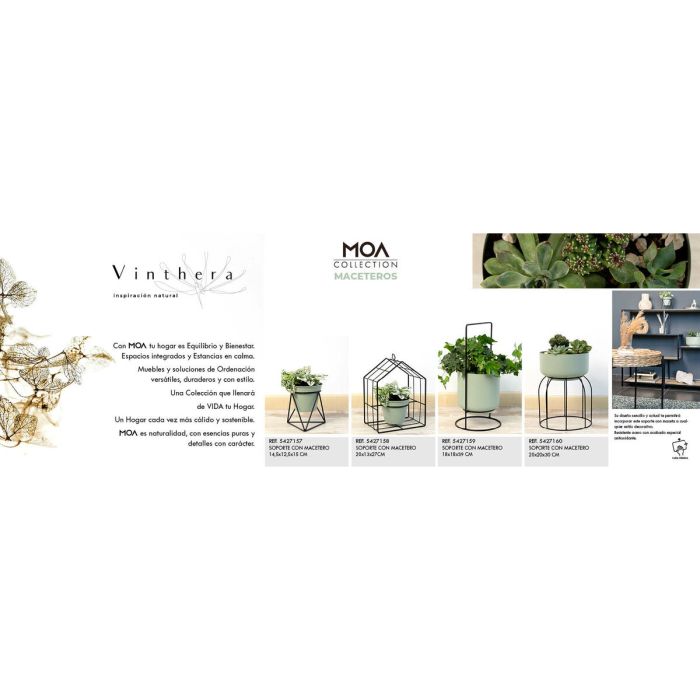 Pot de fleurs avec support Vinthera Moa Vert Métal 18 x 18 x 39 cm (6 Unités) 3