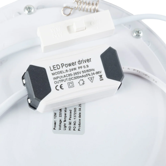 Plaque LED 12W 1200Lm CCT (Tonalité Lumière Réglable) 3000-6000K Circulaire 40.000H [JL-GP-LZ-2-CCT] 1