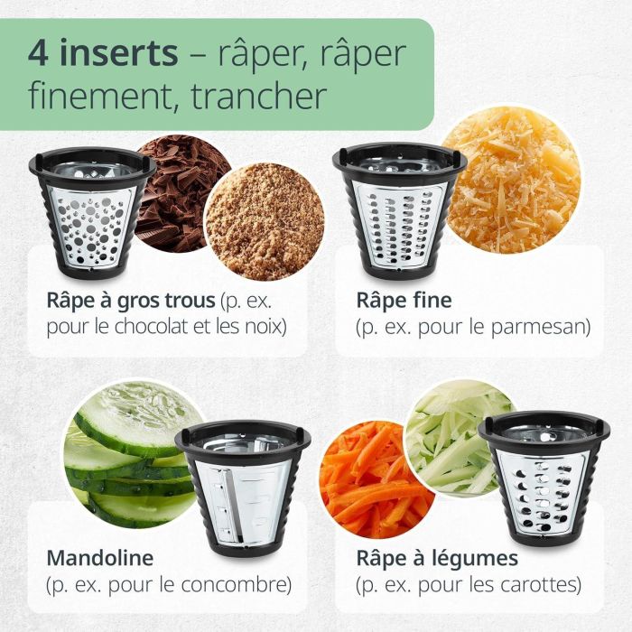 Râpe électrique - ADE - KITCHEN GADGETS - 4 types de Râpes - Acier inoxydable/plastique - 29,2 x 21,3 x 25 cm 4