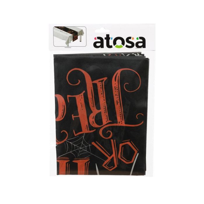 Nappe de table Halloween, noir avec toiles d'araignée blanches, décoration sinistre et élégante, 180 x 35 cm, accessoire pour fête