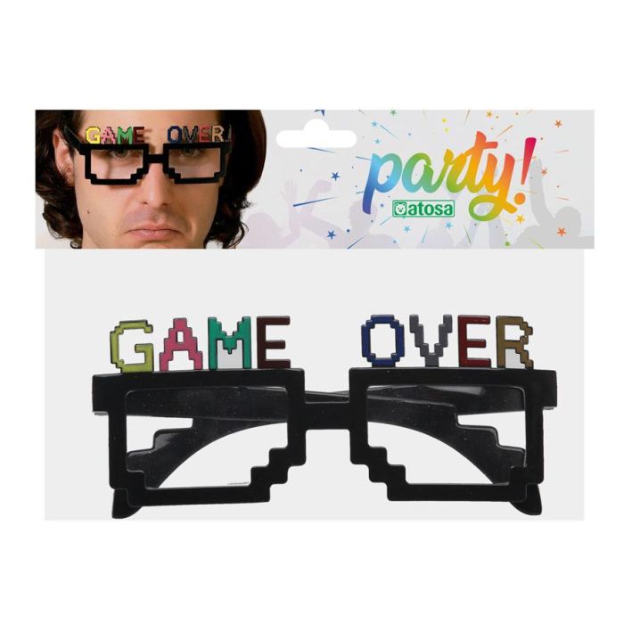 Game Over Lunettes de déguisement à motif rétro pixelisé pour adulte, accessoire carnaval ou cosplay