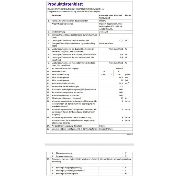 Monitor Gaming Philips 272S1MH/00 27" Full HD 6 Monitor Gaming Philips 272S1MH/00 27" Full HD 6