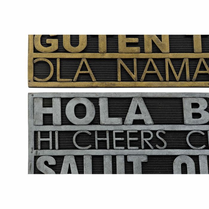 Paillasson DKD Home Decor Argenté Doré Caoutchouc 2 Unités Urbaine (75 x 45 x 0,5 cm) 2