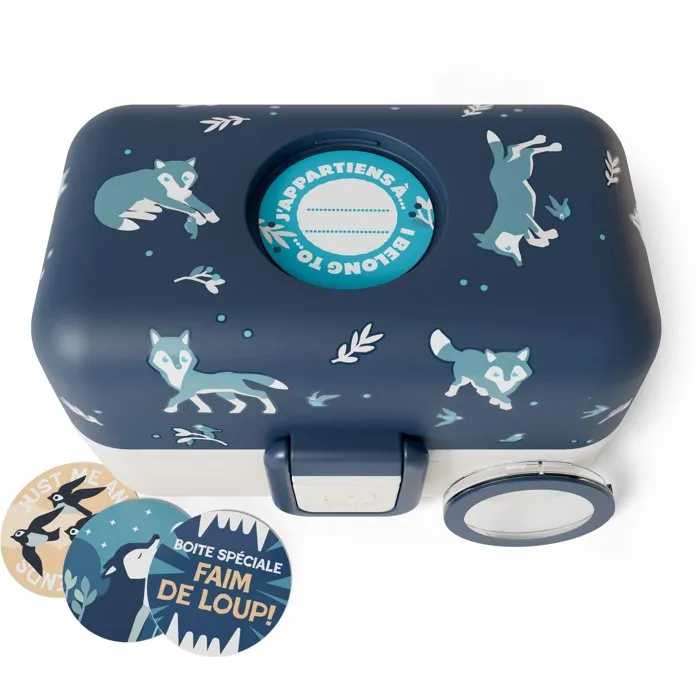 Monbento MB Tresor Wolf - Boîte-repas 3 compartiments pour enfants, sans BPA, 0.8 L, micro-ondable, lave-vaisselle, personnalisable, garantie à vie Monbento MB Tresor Wolf - Boîte-repas 3 compartiments pour enfants, sans BPA, 0.8 L, micro-ondable, lave-vaisselle, personnalisable, garantie à vie