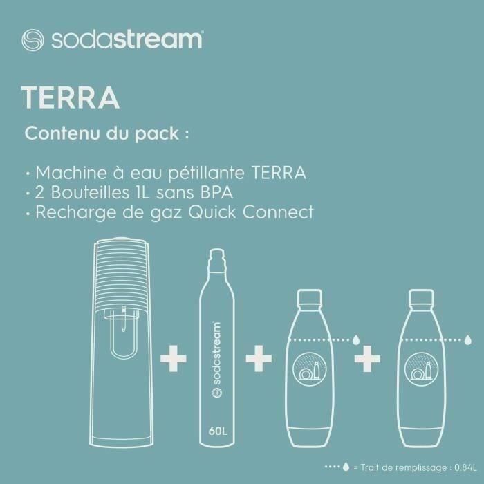 Machine a soda et eau pétillante SODASTREAM - TERRA Noire - 2 bouteilles compatible lave-vaisselle - 1 recharge de gaz 60L 2