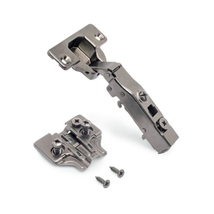 Emuca Lot de 20 charnières droites X91 avec fermeture amortie et embases euro, hauteur 0, acier, titane 2 Emuca Lot de 20 charnières droites X91 avec fermeture amortie et embases euro, hauteur 0, acier, titane 2